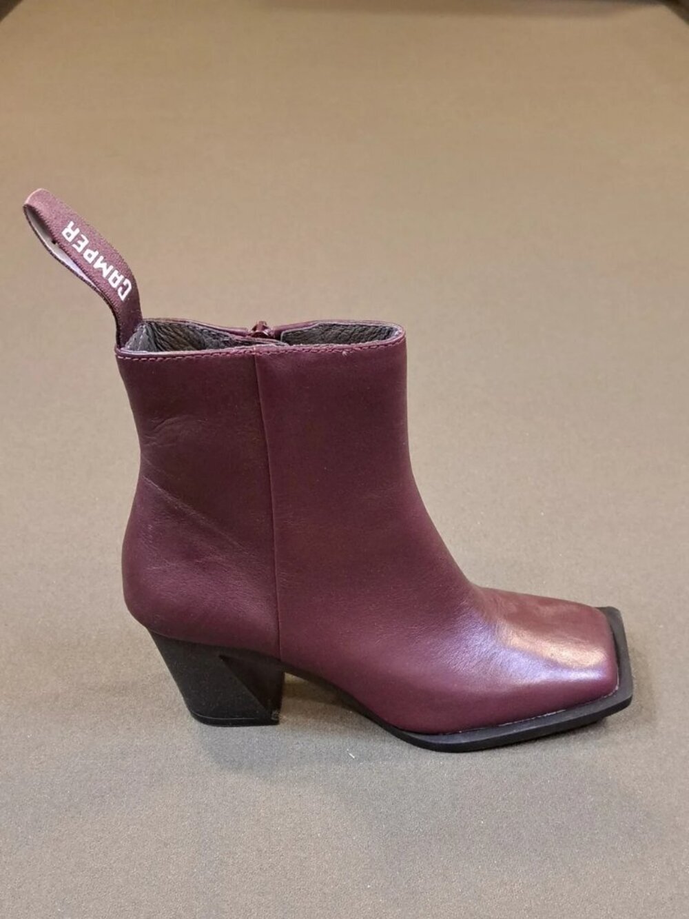 Camper Karole Leather Ankle Boots - Color: Burgundy - Size: 6